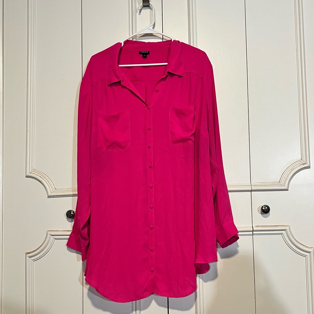 Torrid Hot Pink Georgette Blouse